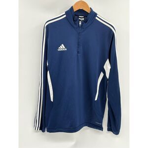 Adidas 1/4 Zip Pullover Top Shirt Men Size Large Navy Blue White‎ 3 Stripes